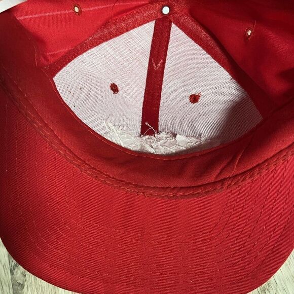 Vintage Nissin Cap Cola Cola Snapback Hat Soda Pop Red White Stripe Cap - Picture 5 of 8